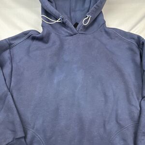 Savvi Men’s Pullover Hoodie Distressed Blue Drawstring Pockets Large
